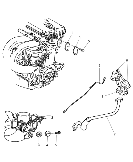 2000 Dodge Grand Caravan Cover PLA-EGR Port Diagram for 4612814