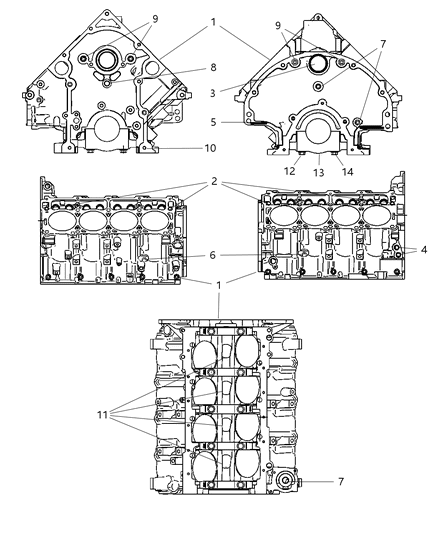 2009 Dodge Ram 2500 Cylinder Block & Hardware Diagram 1