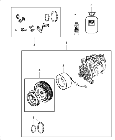 2014 Ram 2500 A/C Compressor & Related Parts Diagram