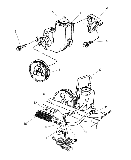 2000 Dodge Viper Pump & Hoses, Power Steering Diagram