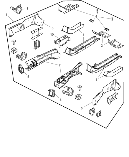 2008 Chrysler Pacifica Rail-Front Side Rail Rear Diagram for 4719776AC