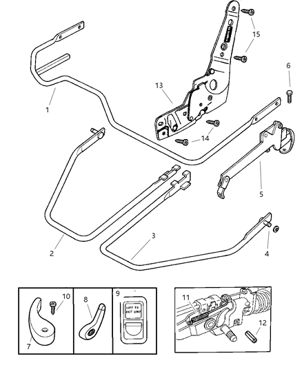 1998 Dodge Dakota Handles - Lock Bar & Attaching Parts Diagram