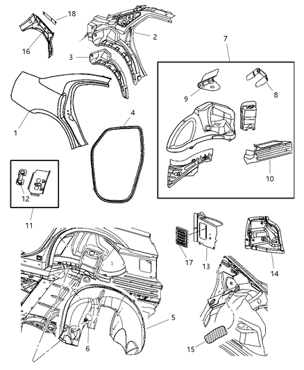 2007 Dodge Charger Panel-Body Side Aperture Rear Diagram for 5174357AF