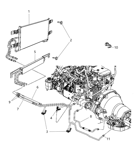 2009 Dodge Ram 3500 Transmission Oil Cooler & Lines Diagram