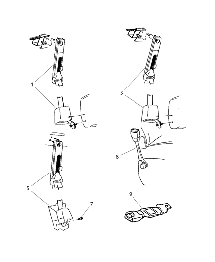 2000 Dodge Ram Van Front Seat Belt Diagram