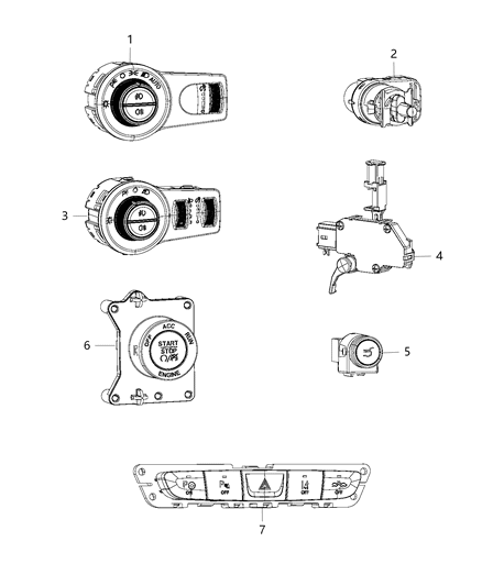 2016 Jeep Cherokee Switch-HEADLAMP LEVELING Diagram for 5081325AA