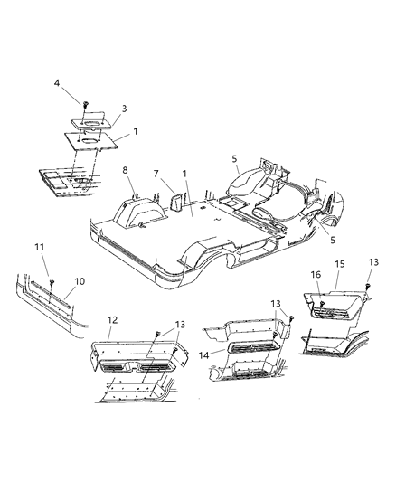 2000 Dodge Ram Wagon Carpet-Rear Floor Diagram for 5FB48RC8AL