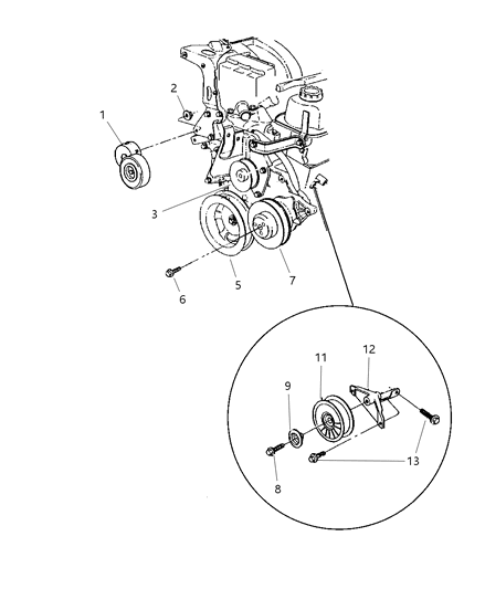 1998 Chrysler Town & Country Pulley & Related Parts Diagram 3