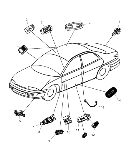 2000 Chrysler 300M Switch-Mirror Diagram for TA55VK9AA