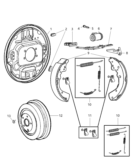 2005 Dodge Dakota Lever-Rear Wheel Brake Adjust Diagram for 5159120AA