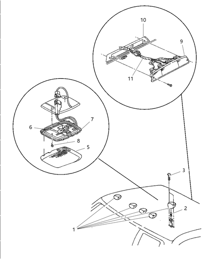 2002 Dodge Ram 2500 Quad & Club Cab Lamps, Dome Courtesy & Reading Diagram