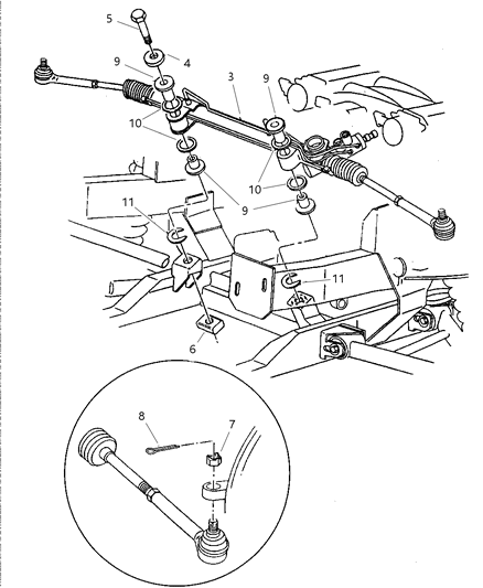 1997 Dodge Viper Gear - Rack & Pinion, Power & Attaching Parts Diagram