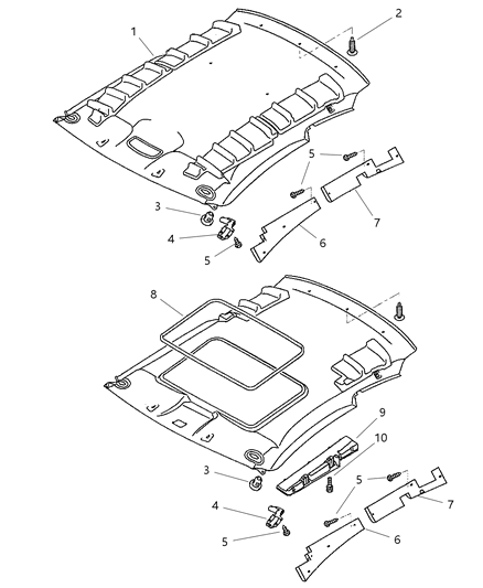 2004 Chrysler Sebring Coupe Headliner Diagram