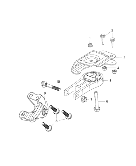 2018 Jeep Cherokee Engine Mounting Front / Rear Diagram 5