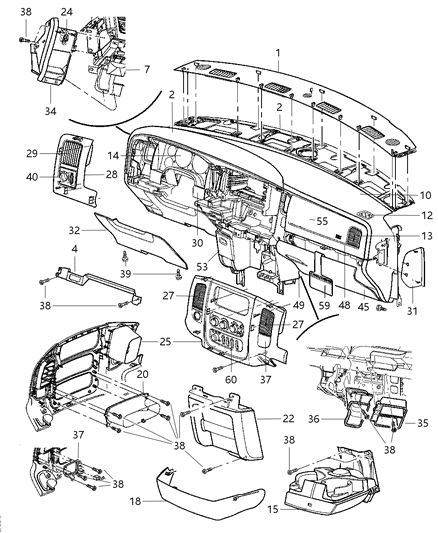 2005 Dodge Ram 1500 Reinforce-Instrument Panel Diagram for 55056146AA