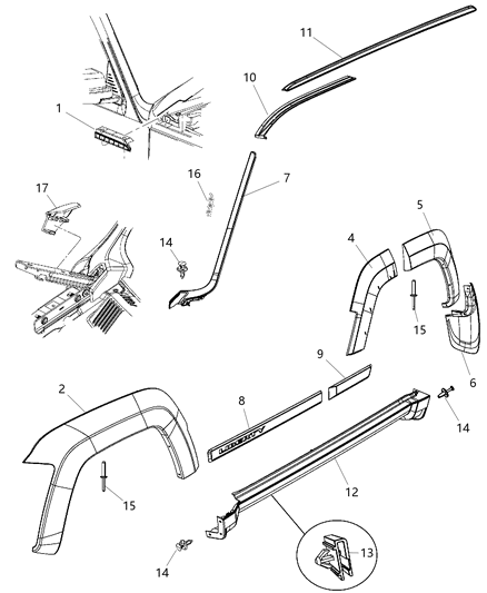 2009 Jeep Liberty APPLIQUE-Rear Door Diagram for 5KG85RXFAA