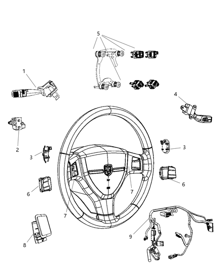 2010 Dodge Ram 3500 Switch-Horn Diagram for 5057633AF