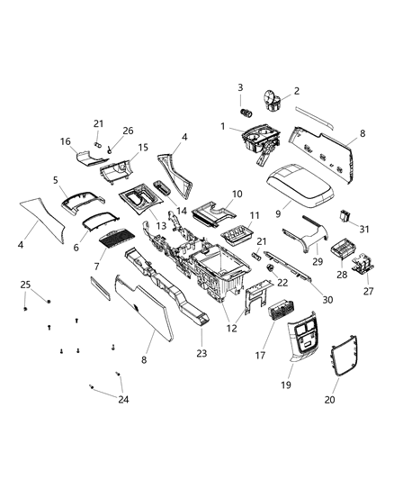 2019 Dodge Charger Cap-Console Diagram for 5YT271KXAA