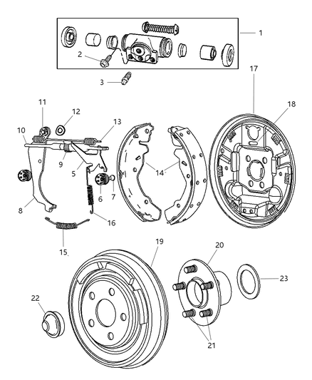 2004 Chrysler PT Cruiser Brakes, Rear Drum Diagram 2