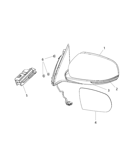 2021 Jeep Cherokee Mirror-Outside Rearview Diagram for 1UV66SHRAD