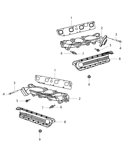 2012 Dodge Charger Exhaust Manifolds & Heat Shields Diagram 1