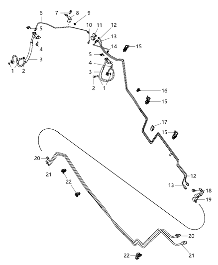 2009 Chrysler Aspen Brake Tubes & Hoses, Rear Diagram