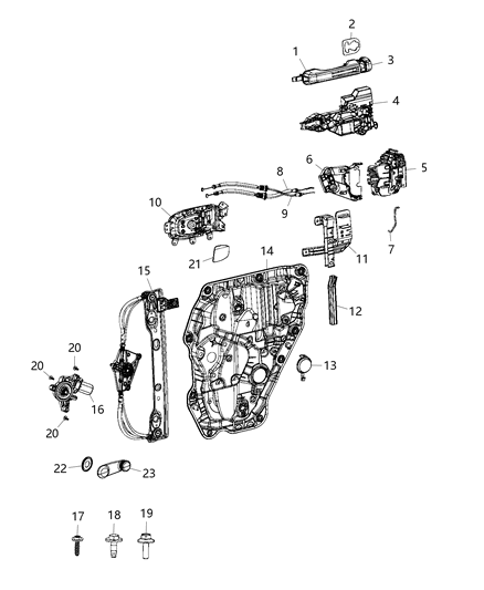 2020 Jeep Gladiator Rear Door Window Regulator Right Diagram for 68301954AB