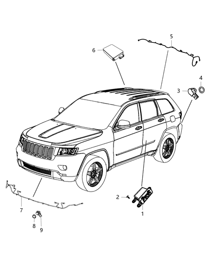 2016 Jeep Grand Cherokee Sensor-Blind Spot Detection Diagram for 68265570AD