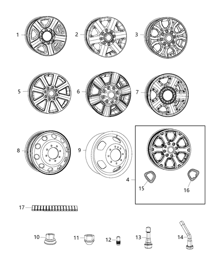 2015 Ram 3500 Wheels & Hardware Diagram