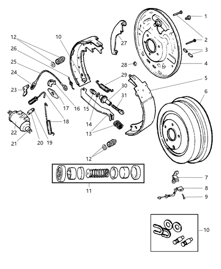 1998 Jeep Cherokee Brakes, Rear Diagram 2