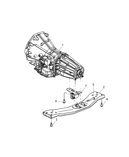 2004 Jeep Liberty Rear, Transmission Mounting Diagram 5