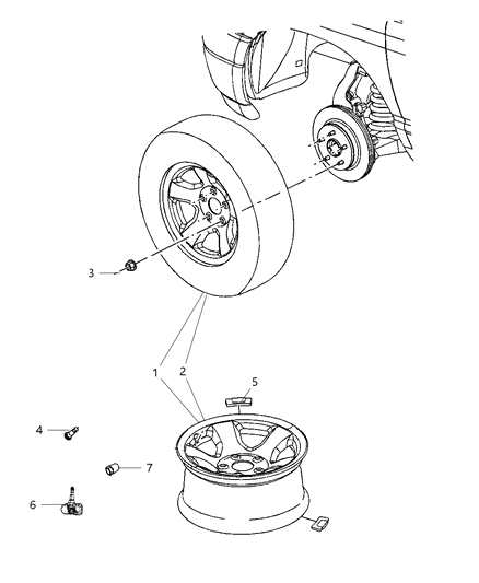 2009 Dodge Ram 1500 Chrome Clad Wheel Diagram for 1DY13SZ0AB