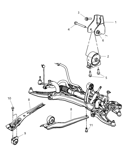 2007 Dodge Caliber Support-Engine Mount Diagram for 5105290AB