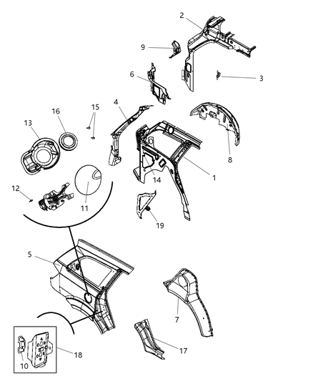 2016 Dodge Journey Rear Aperture (Quarter) Panel Diagram