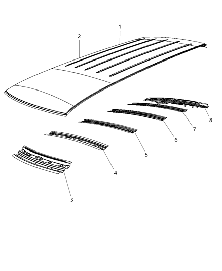 2009 Chrysler Town & Country Panel-Roof Diagram for 5020652AC