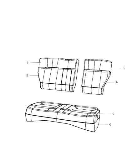 2008 Dodge Caliber Rear Seat Back Cover Diagram for 1GY53BD5AA