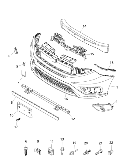 2016 Ram ProMaster City Front Bumper, Fascia Diagram