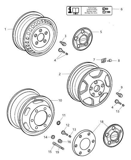 2006 Dodge Sprinter 3500 Wheel Diagram for 5104581AA