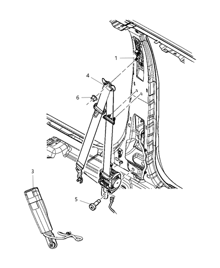 2011 Dodge Durango Front Inner Seat Belt Diagram for 1GQ88GT5AB