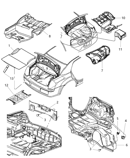 2010 Chrysler 300 Carpet-Luggage Compartment Diagram for 4628934AD