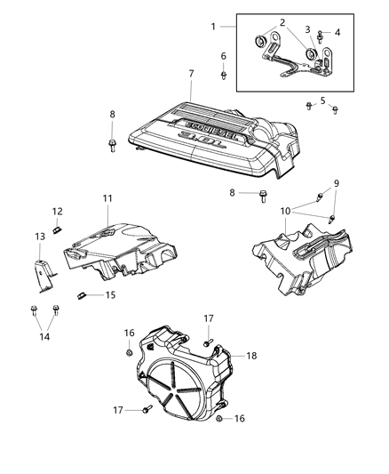 2020 Ram 1500 New Style Engine Cover & Related Parts Diagram 1