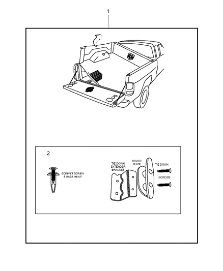 2007 Dodge Ram 2500 Hardware-BEDLINER - Under Rail Diagram for 5086020AA