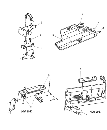 1999 Dodge Ram 2500 Quad & Club Cab Jack & Storage Diagram