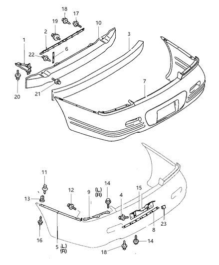 1997 Chrysler Sebring Coupe Bumper & Support, Rear Diagram