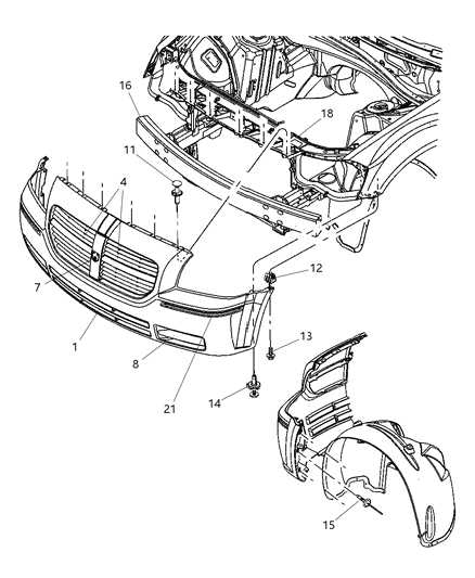 2005 Dodge Magnum Fascia, Front Diagram