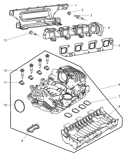 2006 Dodge Ram 1500 Manifolds - Intake & Exhaust Diagram 3