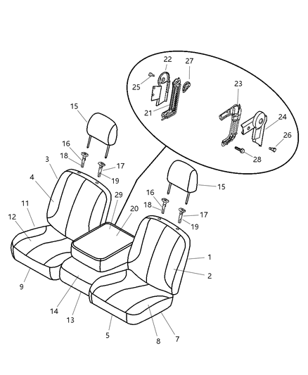 2007 Dodge Ram 1500 Cover-Front Seat Center Diagram for 1FF401D5AA