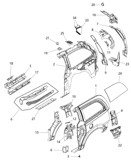 2014 Ram C/V Rear Aperture (Quarter) Panel Diagram