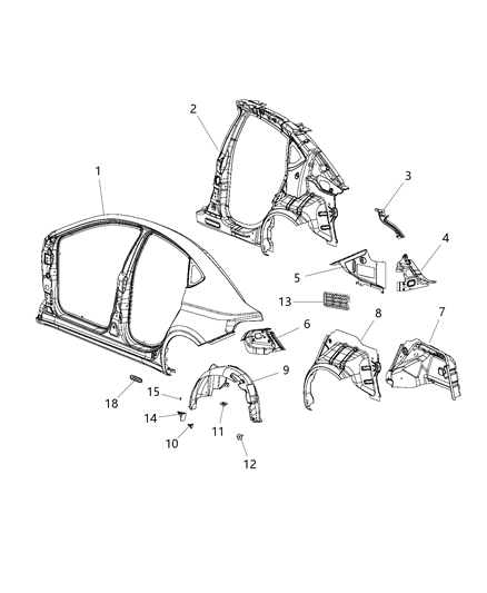 2013 Dodge Dart Panel-Rear WHEELHOUSE Diagram for 68141192AD