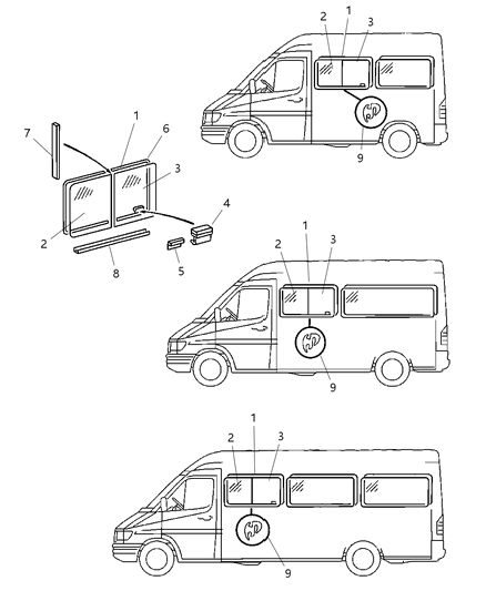 2003 Dodge Sprinter 2500 Strip-Glass Diagram for 5134059AA